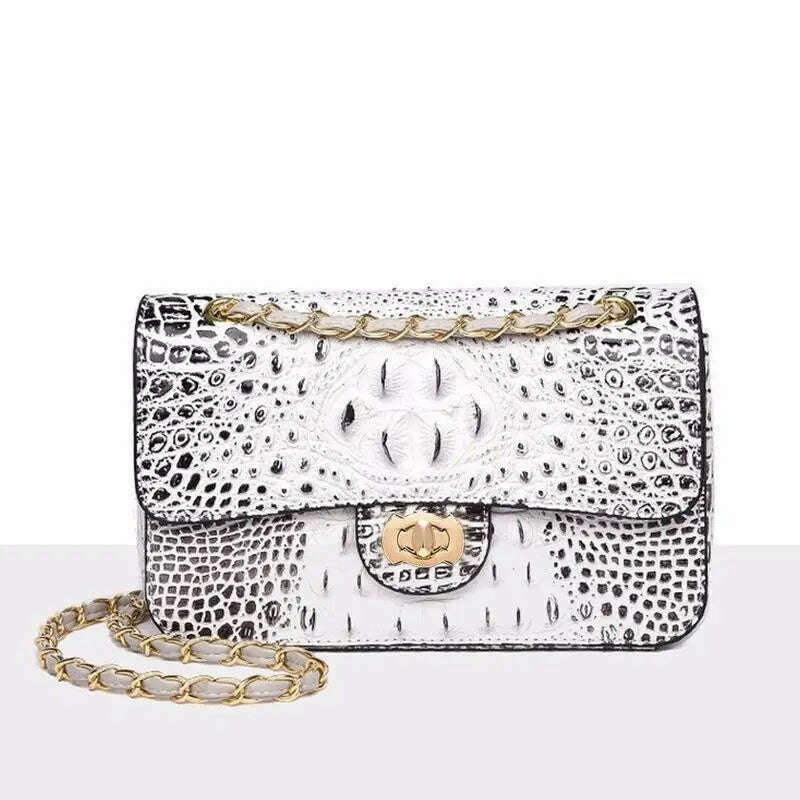 KIMLUD, Crocodile Handbag Chain Crossbody Bags for Women 2023 Luxury Brand Leather Shoulder Bag Female Fashion Trend Designer Handbags, beige, KIMLUD Womens Clothes