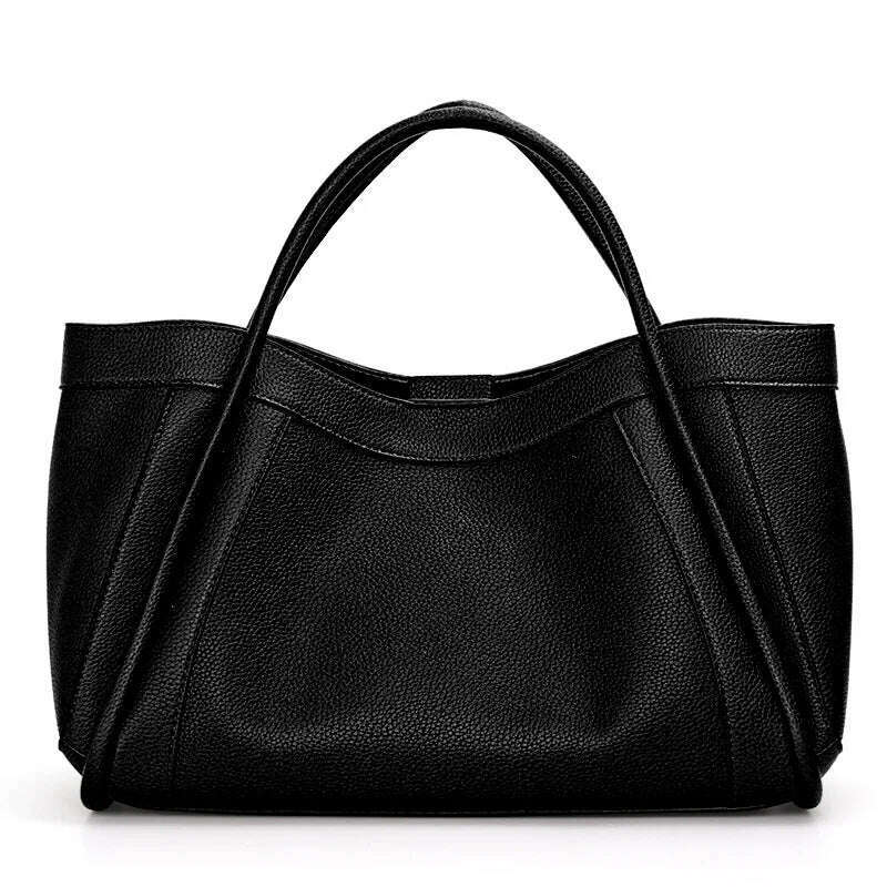 KIMLUD, Crocodile Pattern Leather Women&#39;s Handbags Fashion Commuter Large Capacity Tote Shoulder Messenger Bags Luxury Fashion, Black No Pattern, KIMLUD Womens Clothes
