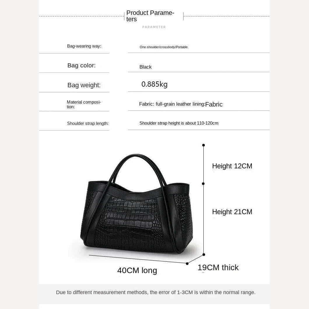 KIMLUD, Crocodile Pattern Leather Women&#39;s Handbags Fashion Commuter Large Capacity Tote Shoulder Messenger Bags Luxury Fashion, KIMLUD Womens Clothes