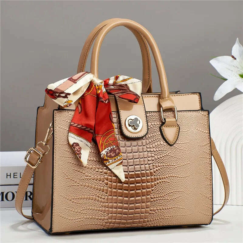 KIMLUD, Crocodile Pattern Texture PU Crossbody Bags Light Luxury High-quality Women's Handbag Fashion Versatile Commuting Shoulder Bag, KIMLUD Womens Clothes