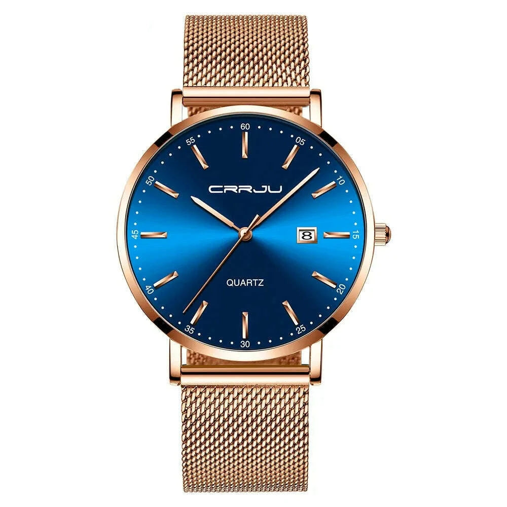 KIMLUD, CRRJU Luxury Fashion Woman Bracelet Watch Women Casual Waterproof Quartz Ladies Dress Watches Gift lover Clock relogio feminino, rose blue, KIMLUD Womens Clothes