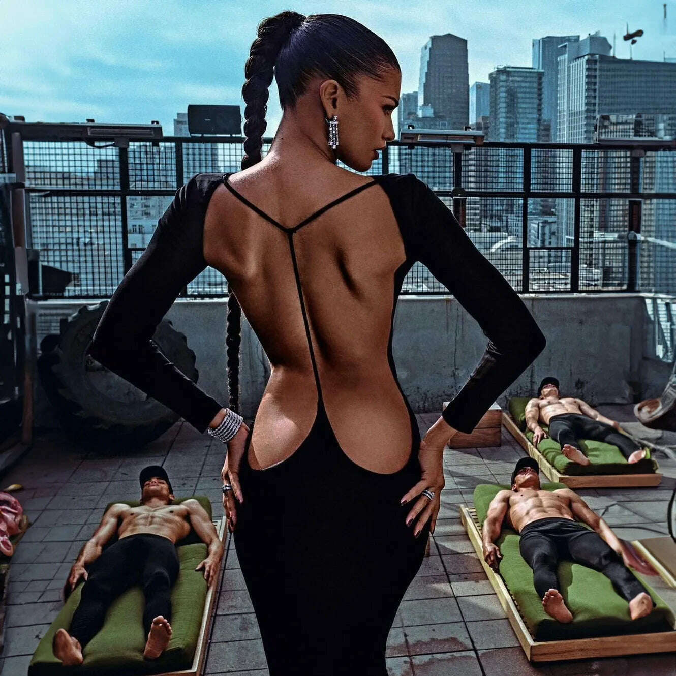 KIMLUD, Cryptographic Fashion Sexy Backless Long Prom Dress Gown Elegant Outfits for Women Club Party Long Sleeve Maxi Dresses Clothes, black / S, KIMLUD APPAREL - Womens Clothes