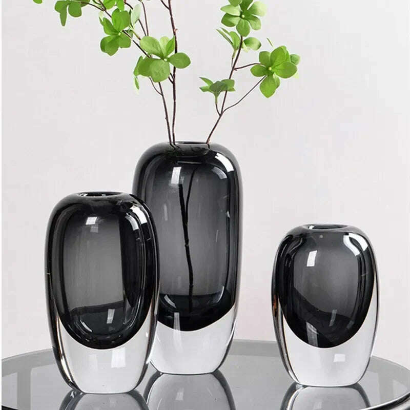 Crystal Glass Flower Circular Thickness Transparency Terrarium Flowerpot Flower Vase Floral Accessories Home Decoration - KIMLUD