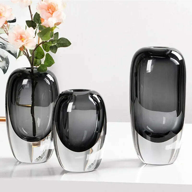 Crystal Glass Flower Circular Thickness Transparency Terrarium Flowerpot Flower Vase Floral Accessories Home Decoration - KIMLUD