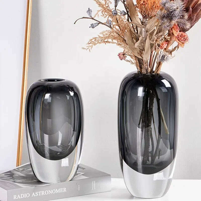 Crystal Glass Flower Circular Thickness Transparency Terrarium Flowerpot Flower Vase Floral Accessories Home Decoration - KIMLUD