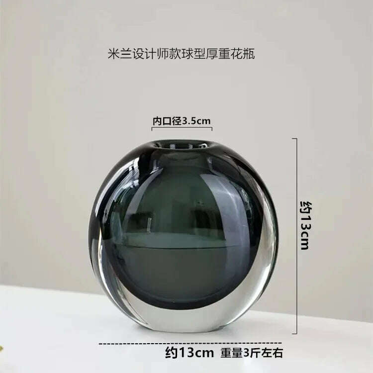 Crystal Glass Flower Circular Thickness Transparency Terrarium Flowerpot Flower Vase Floral Accessories Home Decoration - KIMLUD