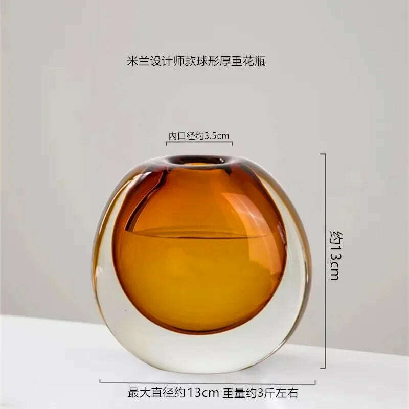 Crystal Glass Flower Circular Thickness Transparency Terrarium Flowerpot Flower Vase Floral Accessories Home Decoration - KIMLUD