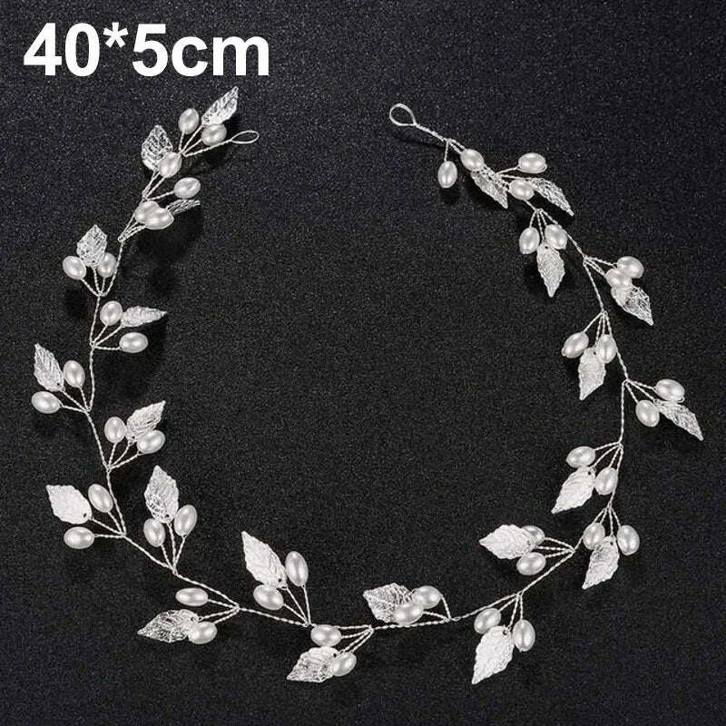 KIMLUD, Crystal Pearl Hairpin Hair Vine Long Head Piece Hair Comb Headband Hairpins Hairbands Accessories Wedding Bridal Hair Jewelry, Silver-A, KIMLUD Womens Clothes