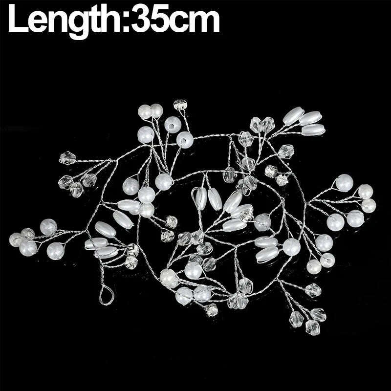 KIMLUD, Crystal Pearl Hairpin Hair Vine Long Head Piece Hair Comb Headband Hairpins Hairbands Accessories Wedding Bridal Hair Jewelry, Silver -B, KIMLUD Womens Clothes