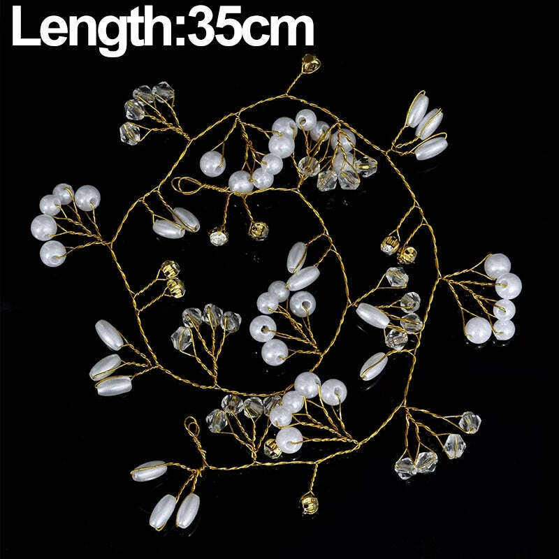 KIMLUD, Crystal Pearl Hairpin Hair Vine Long Head Piece Hair Comb Headband Hairpins Hairbands Accessories Wedding Bridal Hair Jewelry, Gold-B 1, KIMLUD Womens Clothes