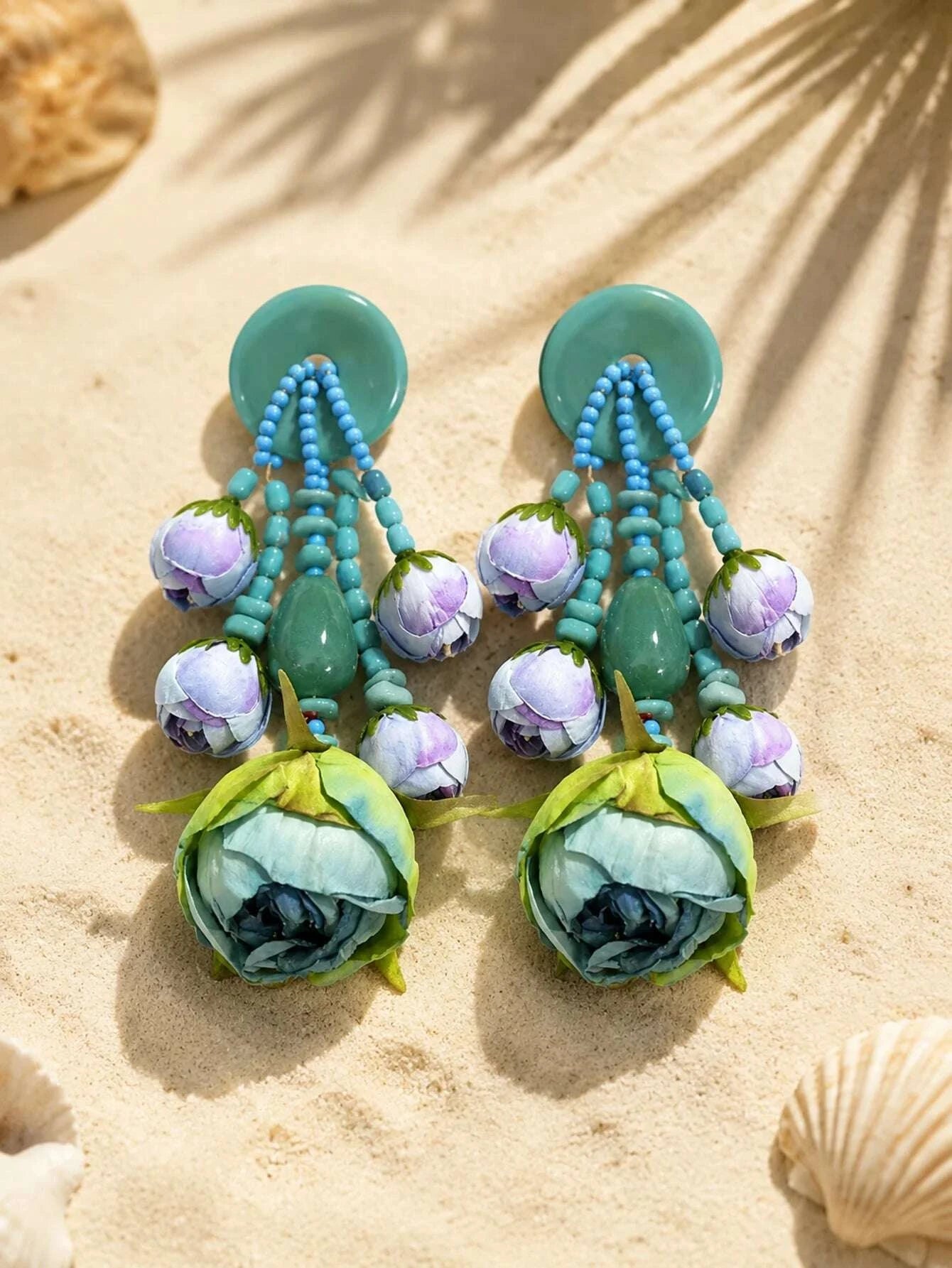 CUIER Statement Bohemian Style Simulation Rosebud Earrings For Women Girl Trendy Luxury Vintage Fairy Wedding Party Jewelry