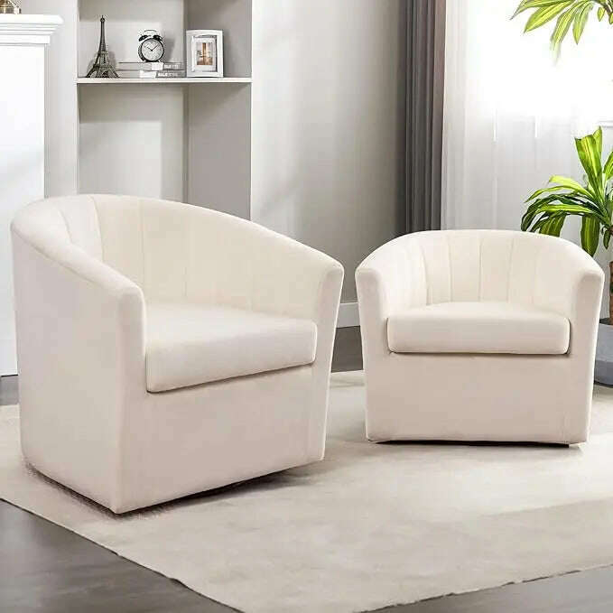 KIMLUD, Curved Barrel Chairs Upholstered Comfy Single Sofa Chairs Modern Home Corner Barrel Chair Living Room, Bedroom (Pink Set of 2), Beige Set of 2 / United States, KIMLUD APPAREL - Womens Clothes