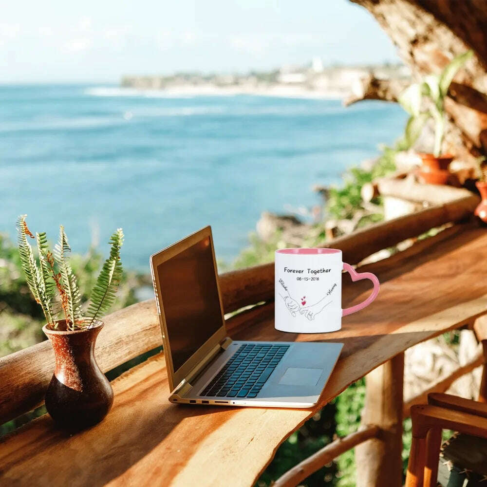 Custom Photo Coffee Mug for Boyfriend Forever Together Tea Cup Anniversary Sweet Gift Ceramics Mug for Valentine's Day Present - KIMLUD