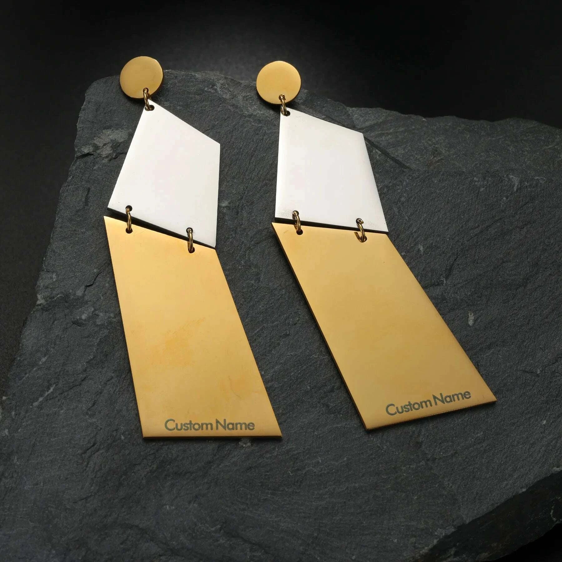 Customized Engrave Name Big Earrings Stainless Steel Personalized Custom Exaggerate Earring for Women Girl Birthday Jewelry Gift