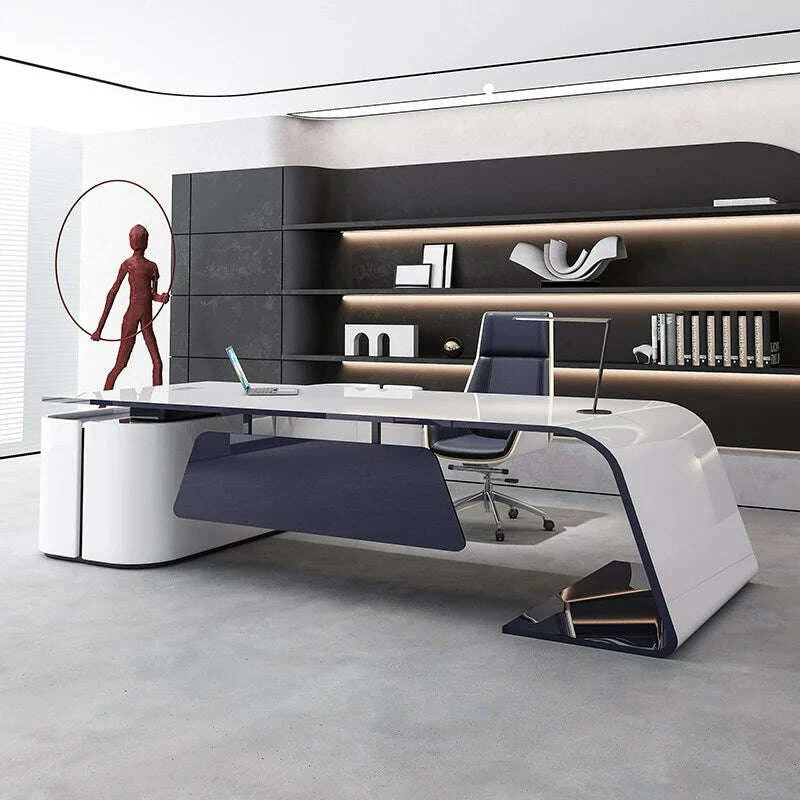 custom.Senior Lacquer Desk Designer High-end President Table Fashion White Manager in Charge of Big Class Desk