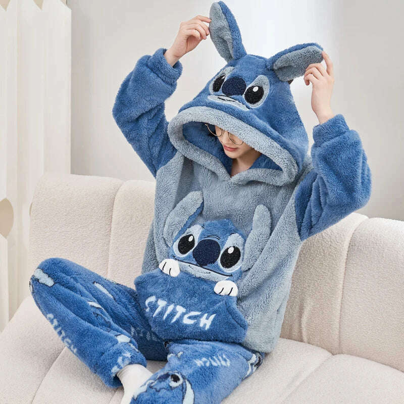 Cute Pajamas For Men Thick Plush Fleece Pajama Sets Winter Coral Velvet Warm Flannel Clothes Home Suit Male Sleepwear Пижама - KIMLUD