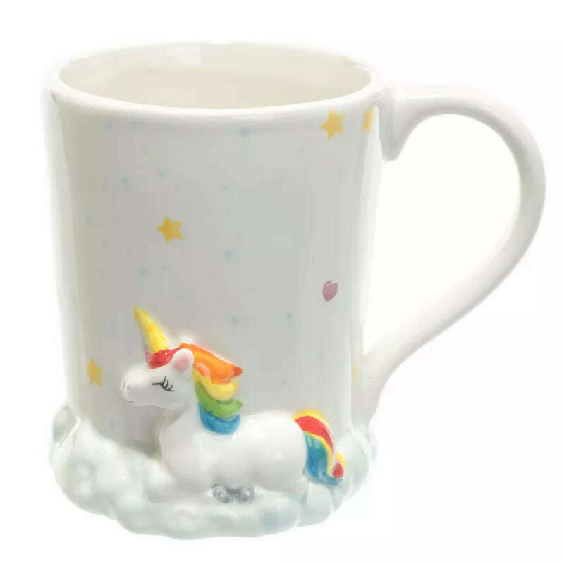 Cute Quirky Rainbow Clouds Unicorn Mug I Dont Believe In Humans Coffee Cup Magical Horse Tea Milk Mugs And Cups, Default Title, KIMLUD Women's Clothes