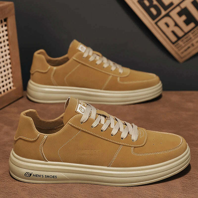 KIMLUD, CYYTL Mens Shoes Casual Sneakers Leather Summer Outdoor Sports Running Platform Skateboard Tennis Designer Luxury Work Loafers, Khaki TC07 / 44, KIMLUD APPAREL - Womens Clothes