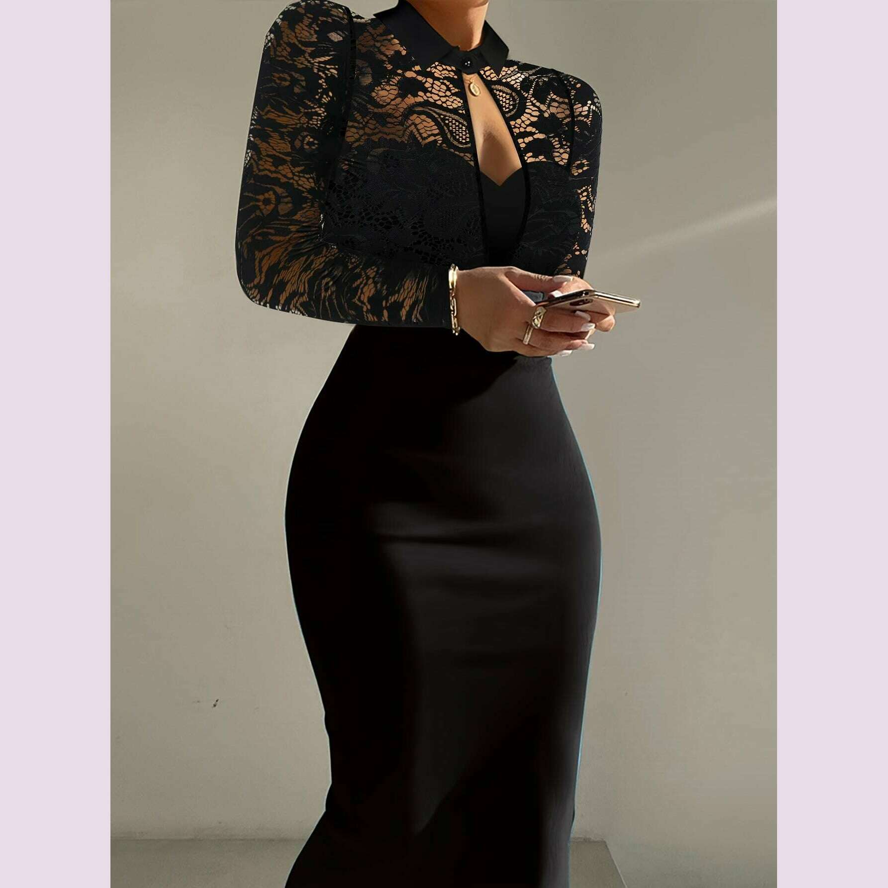 elegant-lace-trimmed-long-sleeve-bodycon-dress---stretchy-polyester-blend-perfect-for-springfall-eventskimlud-womens-fashion-34625972