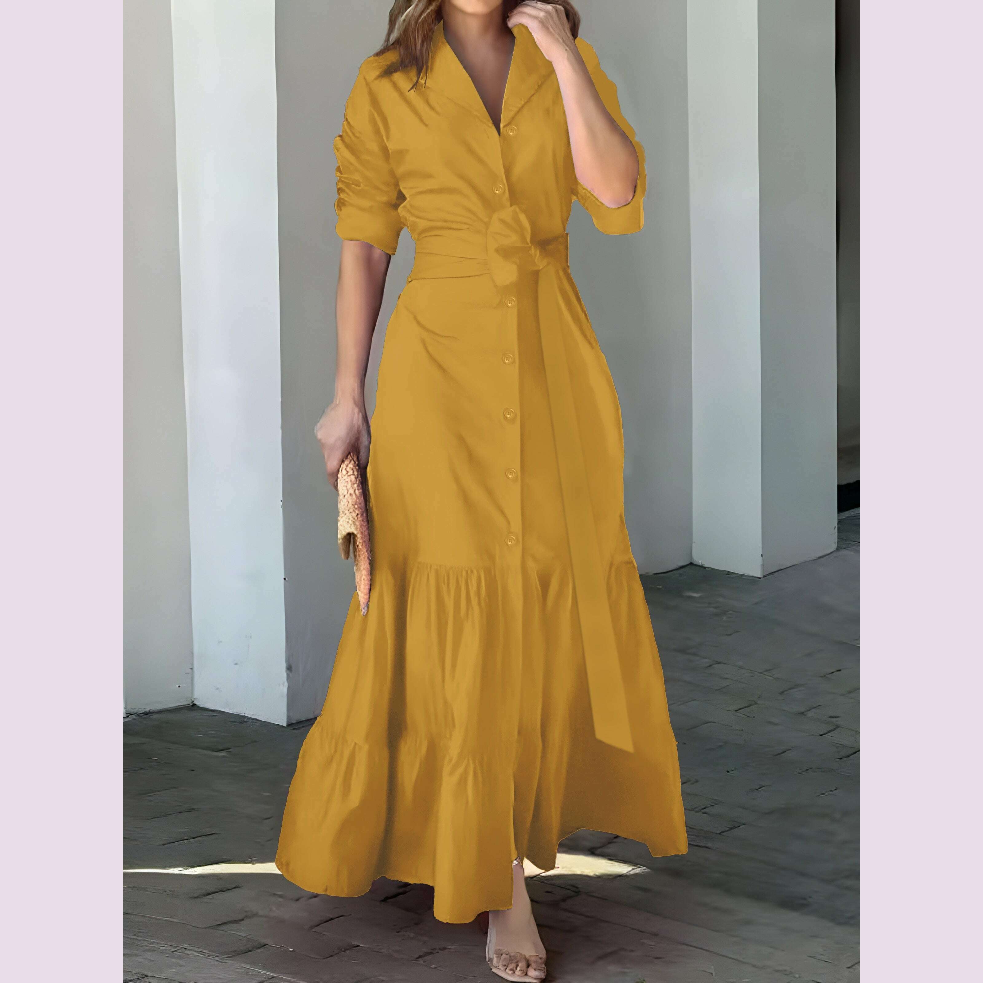 stunning-ruffled-maxi-dress---solid-button-front-belted-waist-elegant-ruched-sleeve-flowy-design-womens-clothing-for-special-occasionskimlud-womens-fashion-34625584