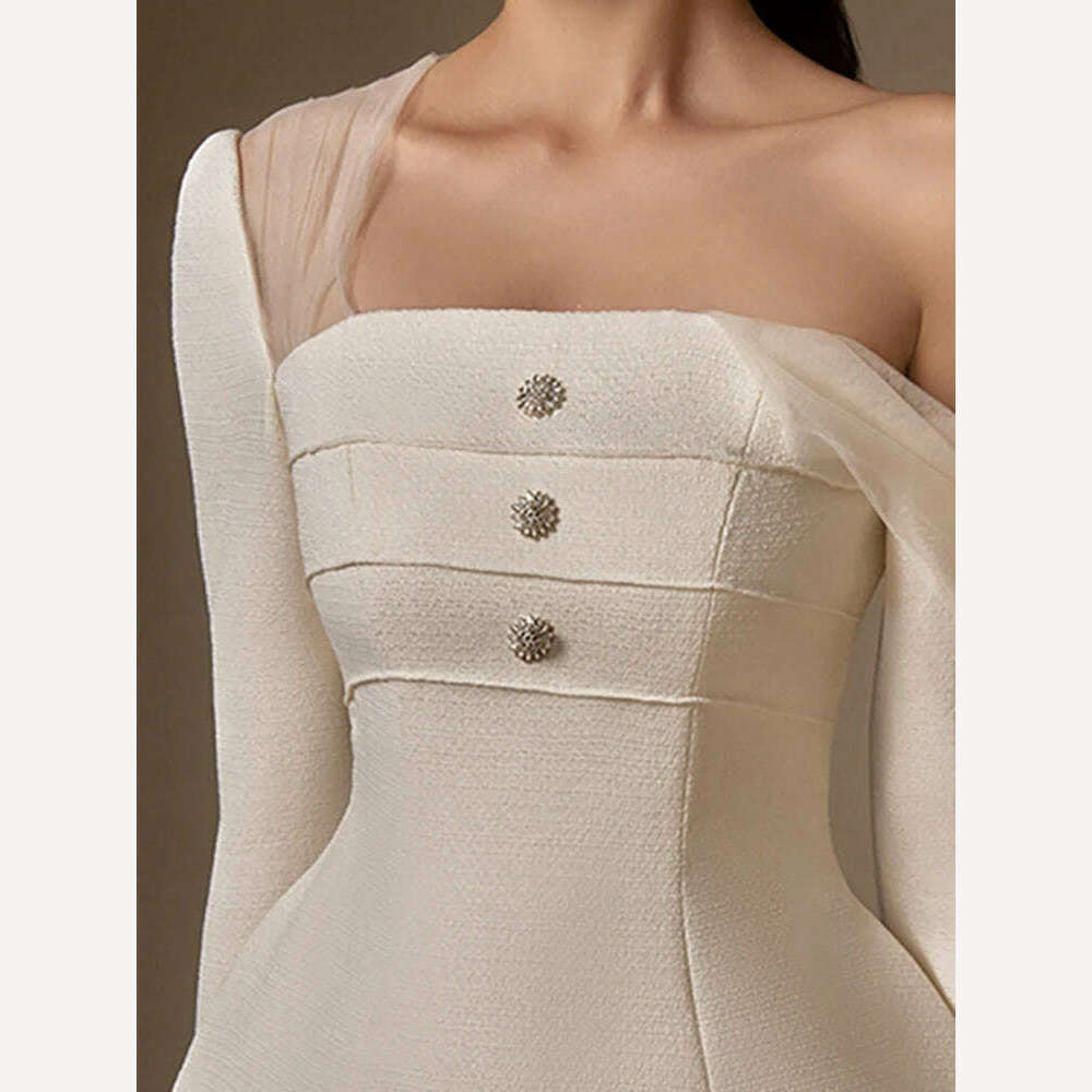 DEAT Elegant 2 Pcs Set Mesh Patchwork Skew Collar Off Shoulder Coat High Waist Pleated Skirt Women Suit 2024 Summer New 13DB3390 - KIMLUD