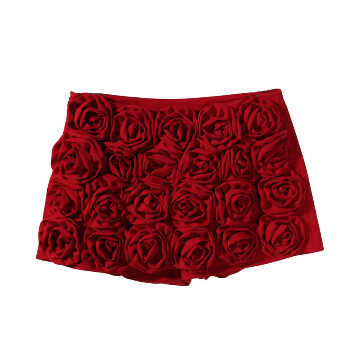 KIMLUD, DEAT Fashion Three-dimensional Rose Flower Decoration Women's Shorts Mid Waist Red Mini Shorts Skirts Summer 2024 New 7AB3821, Red / M, KIMLUD APPAREL - Womens Clothes