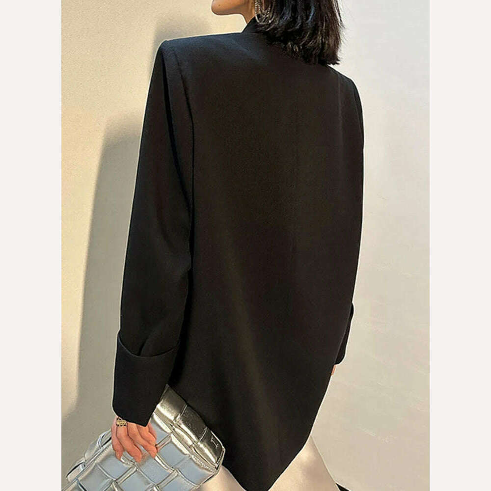KIMLUD, DEAT Fashion Women Blazer Shawl Collar Long Sleeves Pocket Diamond Button Loose Solid Color Suit Jackets Autumn 2024 New 17A9554, KIMLUD Womens Clothes
