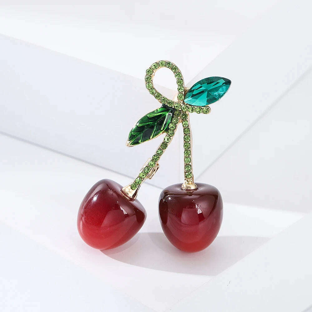 KIMLUD, Delicious Cherry Brooches For Women Unisex Beauty Fruits Party Office Brooch Pins Gifts, 4125, KIMLUD APPAREL - Womens Clothes