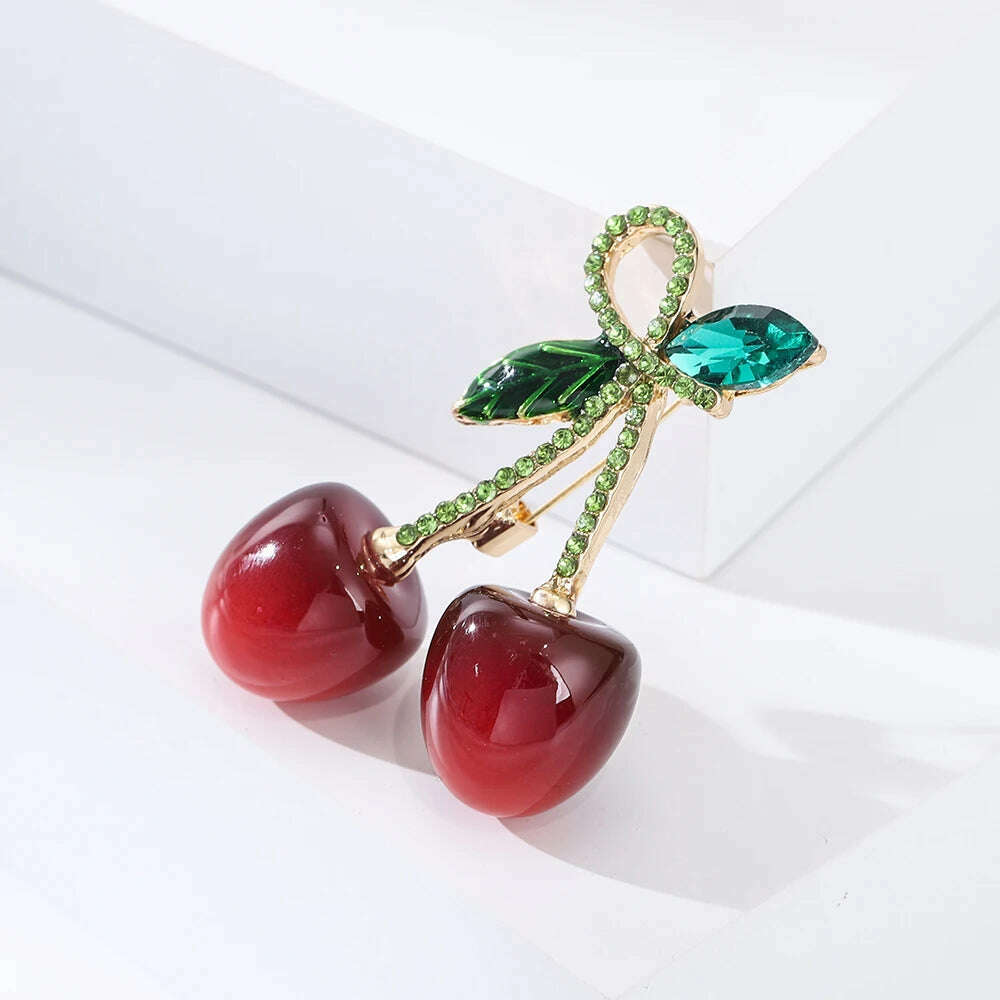 KIMLUD, Delicious Cherry Brooches For Women Unisex Beauty Fruits Party Office Brooch Pins Gifts, KIMLUD Womens Clothes