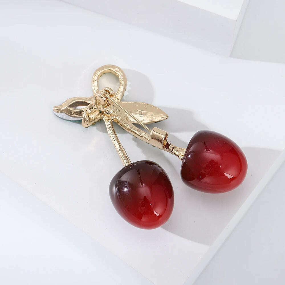 KIMLUD, Delicious Cherry Brooches For Women Unisex Beauty Fruits Party Office Brooch Pins Gifts, KIMLUD Womens Clothes