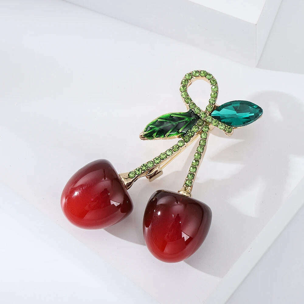 KIMLUD, Delicious Cherry Brooches For Women Unisex Beauty Fruits Party Office Brooch Pins Gifts, KIMLUD Womens Clothes