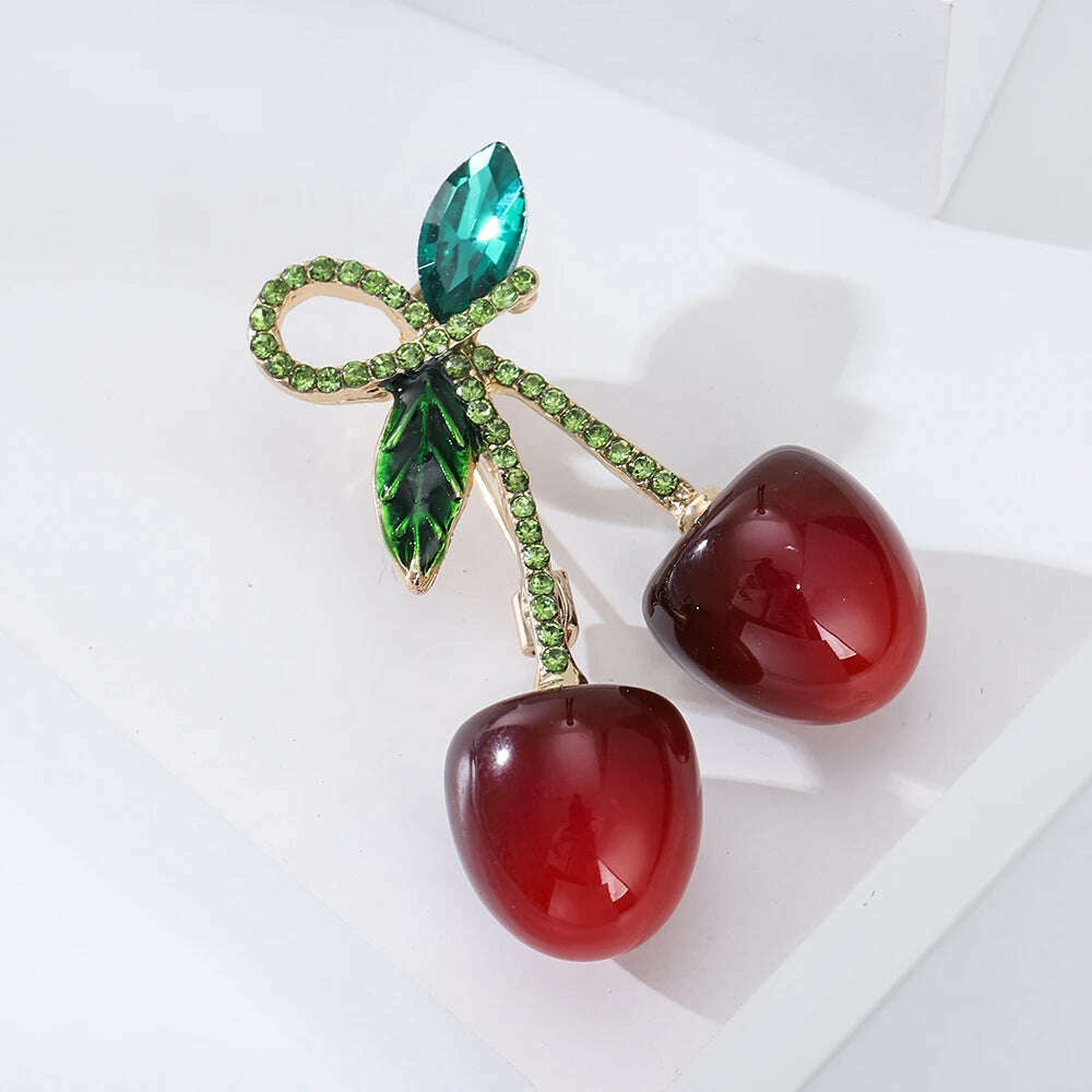 KIMLUD, Delicious Cherry Brooches For Women Unisex Beauty Fruits Party Office Brooch Pins Gifts, KIMLUD Womens Clothes