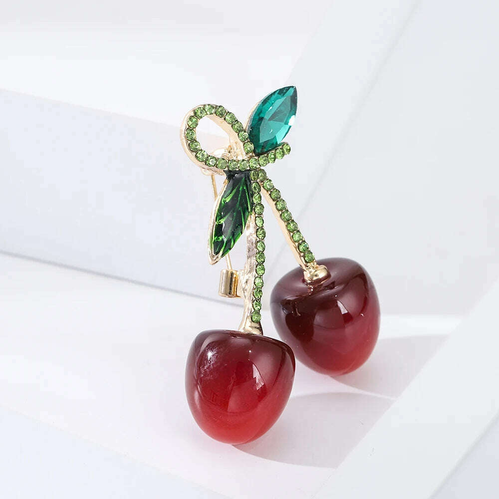 KIMLUD, Delicious Cherry Brooches For Women Unisex Beauty Fruits Party Office Brooch Pins Gifts, KIMLUD Womens Clothes