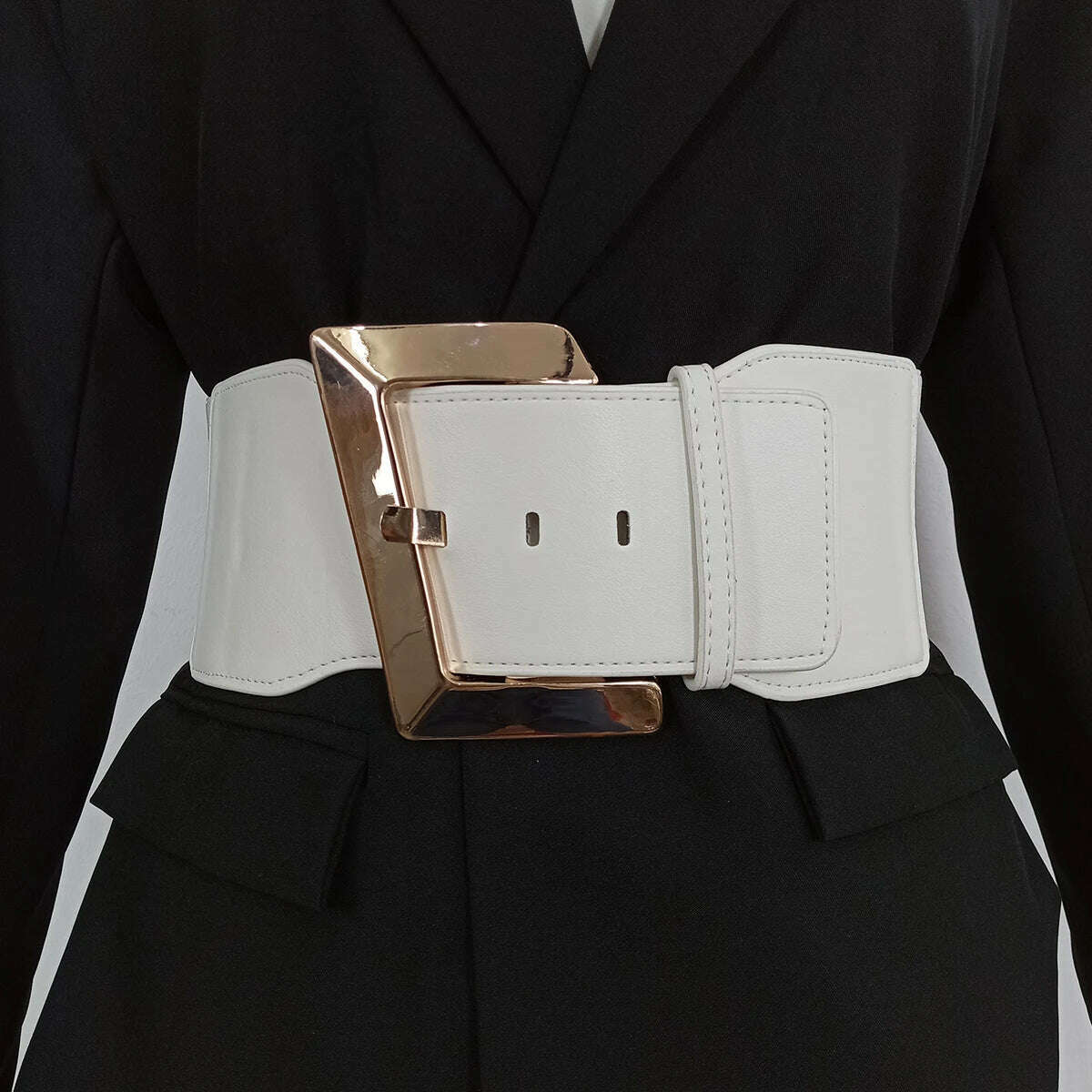 KIMLUD, Designer Belts For Women High Quality Wide Stretch Cummerbunds Black Waist Corset Belt Female Plus Size Waistband White, white belt / 87x10cm, KIMLUD Womens Clothes