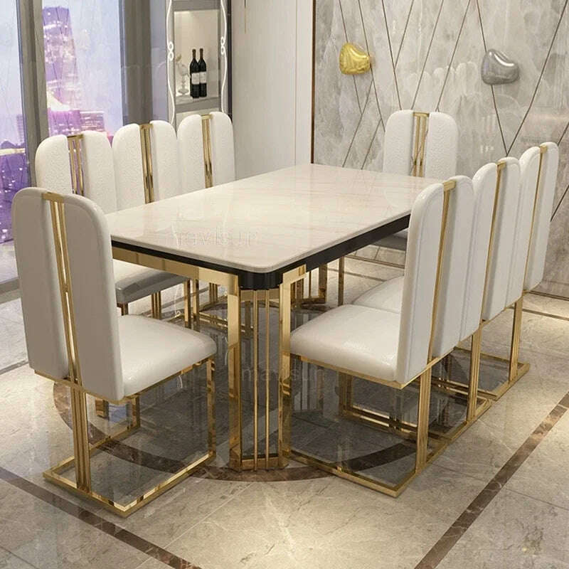 KIMLUD, Designer Nordic Versatile Luxury Dinning Table New Modern Rectangular Dining Table Reception Mesas De Jantar Salon Furniture, KIMLUD Womens Clothes