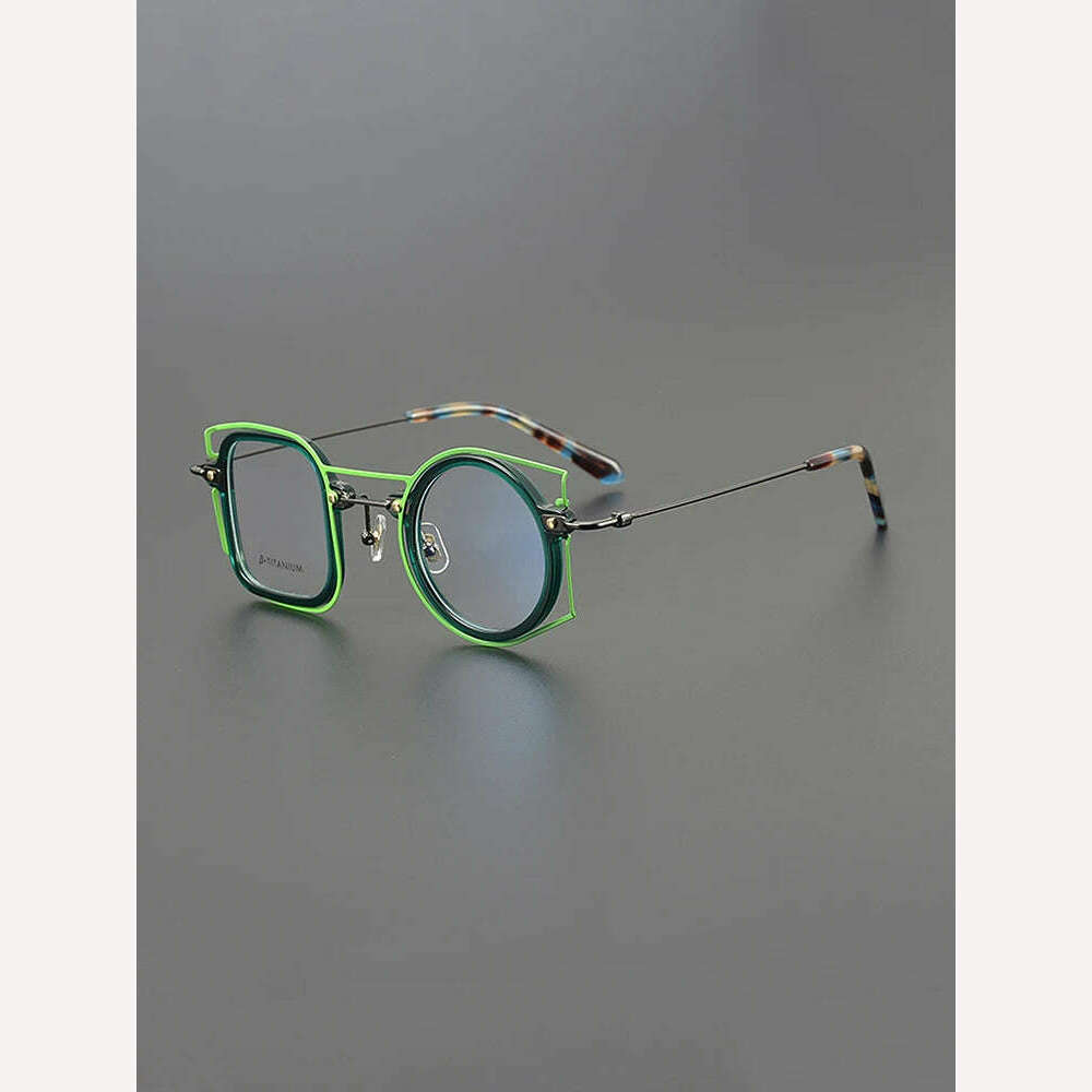 Designer square frame personality niche glasses frame round retro fashion spell multicolor optics prescription myopia glasses - KIMLUD