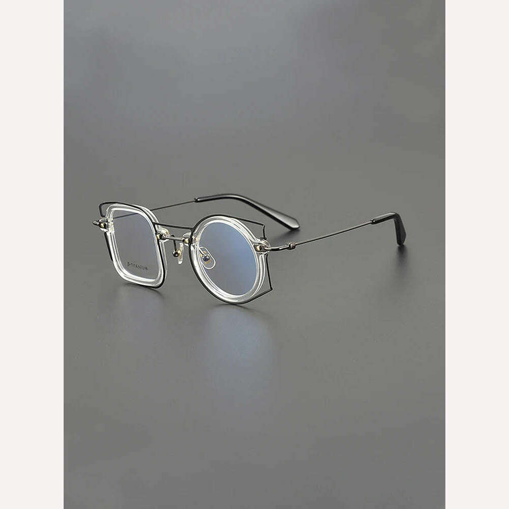 Designer square frame personality niche glasses frame round retro fashion spell multicolor optics prescription myopia glasses - KIMLUD
