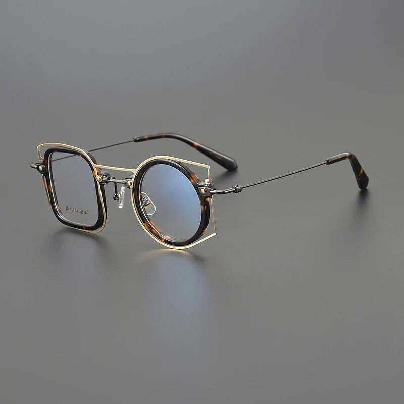 Designer square frame personality niche glasses frame round retro fashion spell multicolor optics prescription myopia glasses - KIMLUD