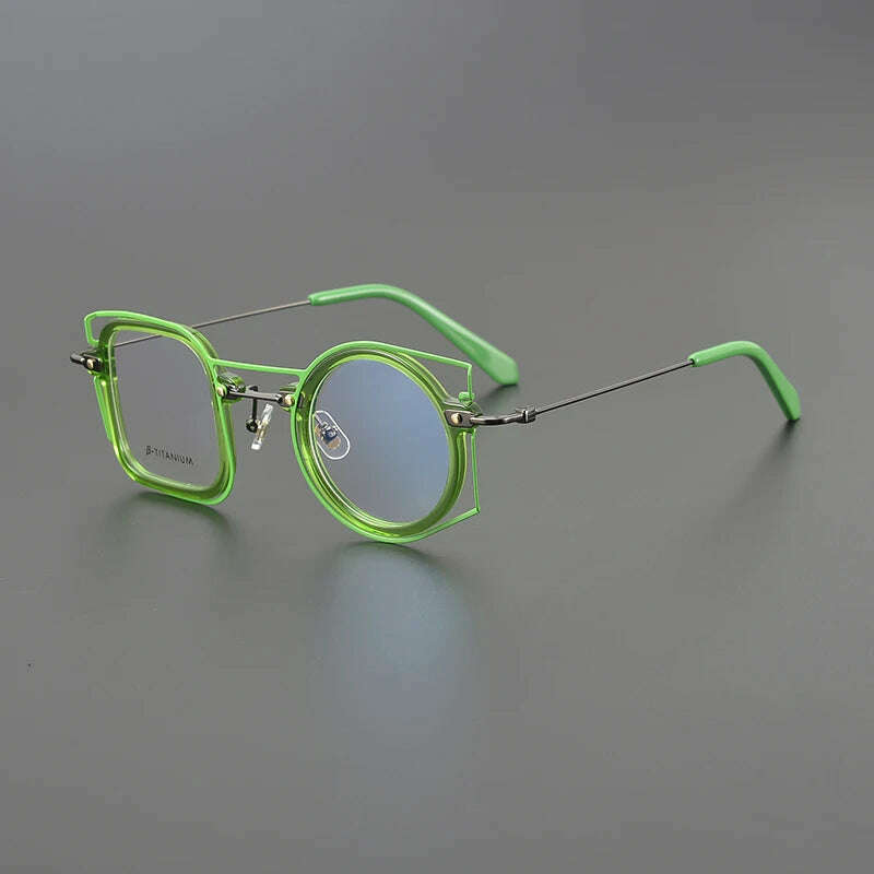 Designer square frame personality niche glasses frame round retro fashion spell multicolor optics prescription myopia glasses - KIMLUD