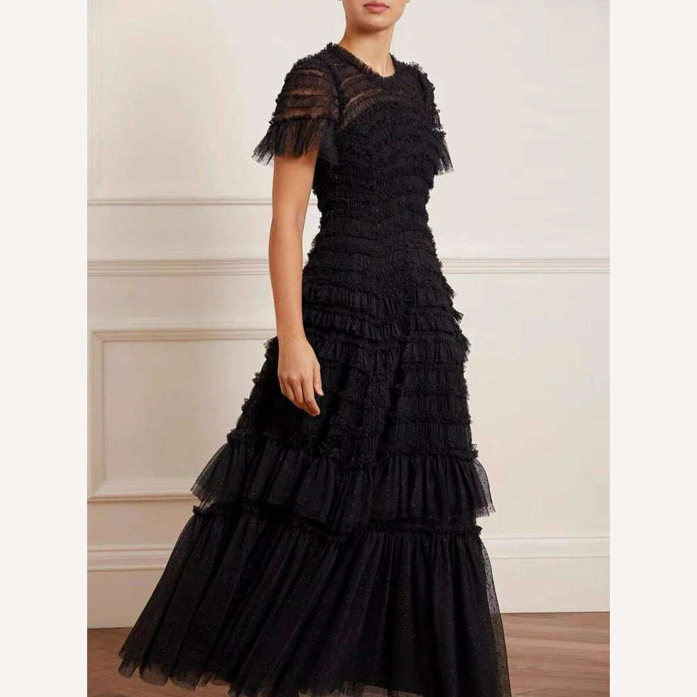 Designer Summer New Women's Elegant Party Dress High Quality Black Evening Long Dress Formal Occasion Casual Fashion Bohemian - KIMLUD