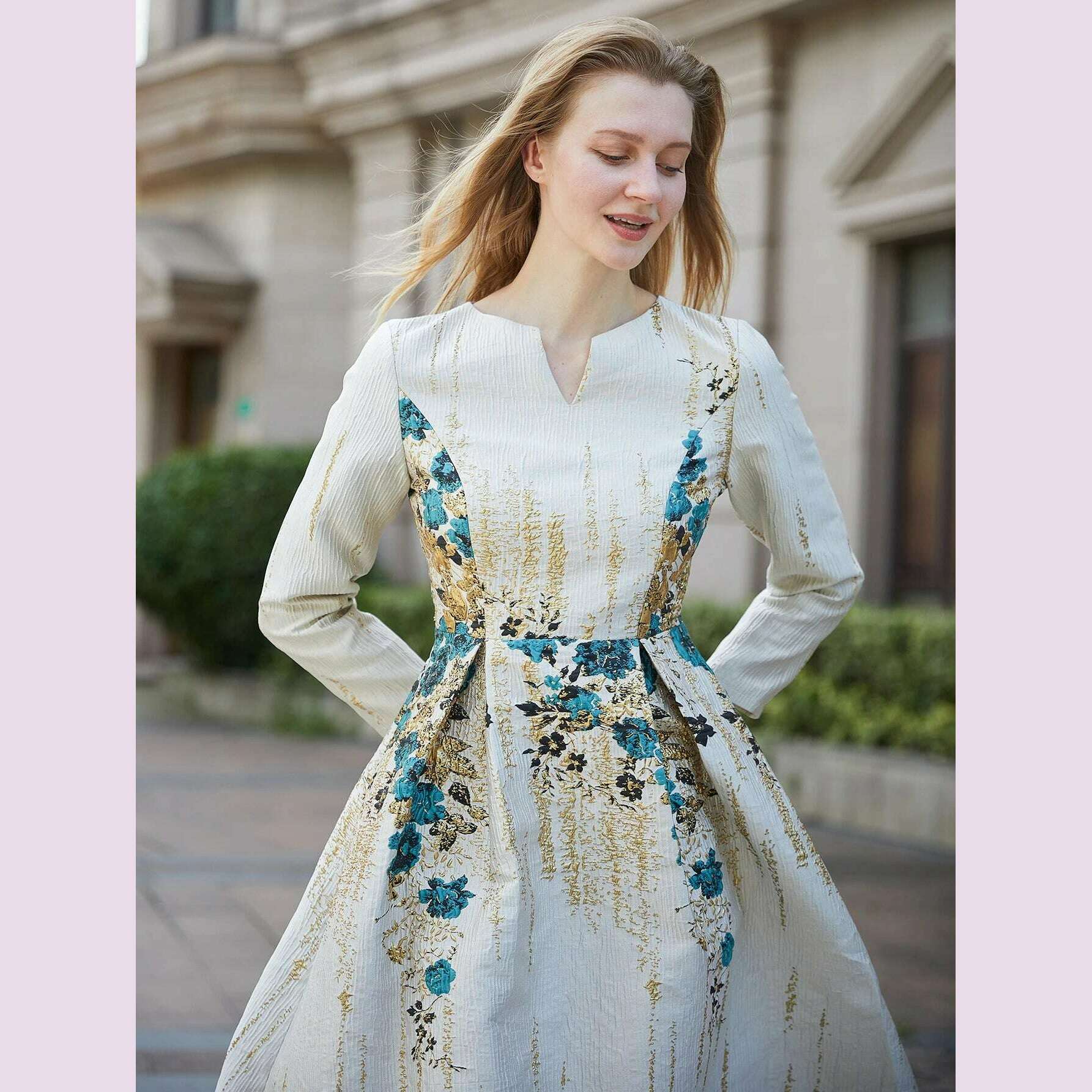 KIMLUD, DEVCHATA Elegant Women Jacquard Dress New Arrival Floral Party Clothing Fashion Summer Evening Mid-Calf Ball Gown Vestido, KIMLUD Womens Clothes