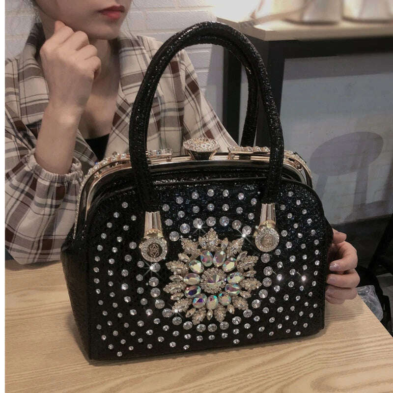 KIMLUD, Diamond Ladies Luxury Handbag Leather Famous Designer Women Shoulder Bag 2022 New Clutch Crossbody Bags For Sac A Main Femme 021, KIMLUD Womens Clothes