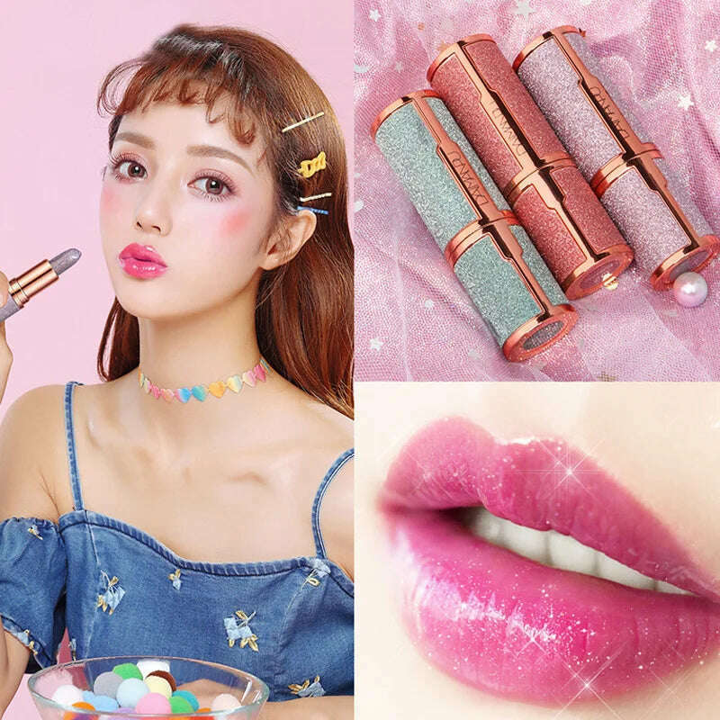 KIMLUD, Diamonds Glitter Lipstick Waterproof Long Lasting Temperature Change Matte Shiny Lipsticks Non Stick Lip Tint Makeup Cosmetics, KIMLUD Womens Clothes