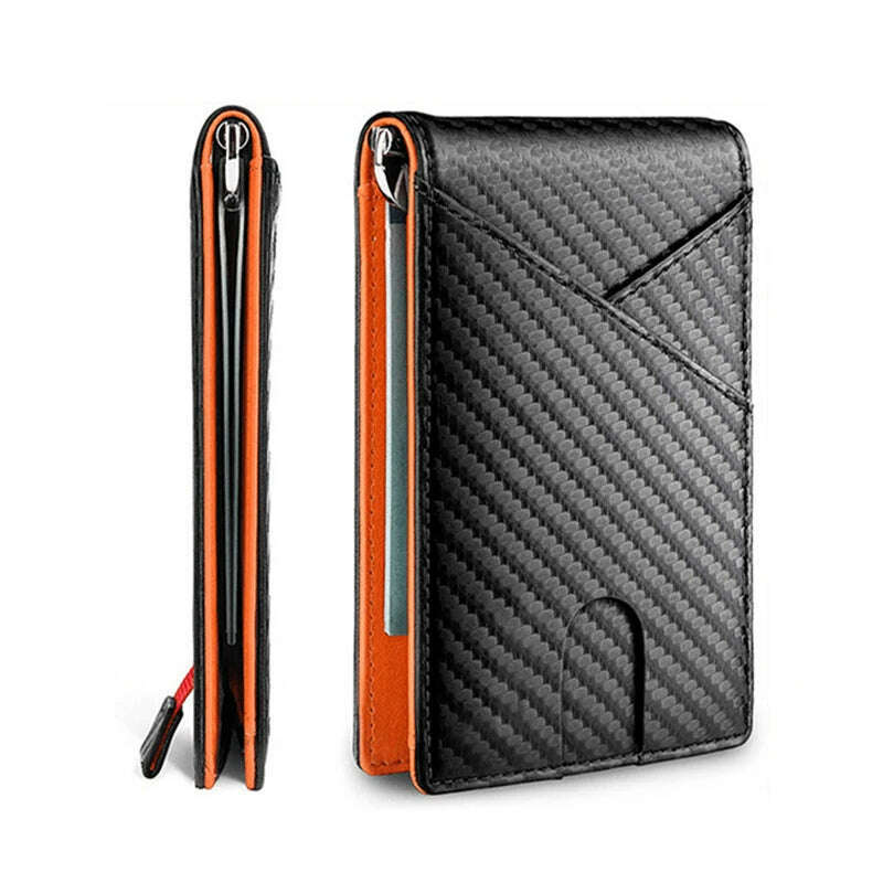 DIENQI Carbon Fiber Rfid Slim Card Luxury Wallet Money Bag Men's Wallet Bifold Billfold - KIMLUD