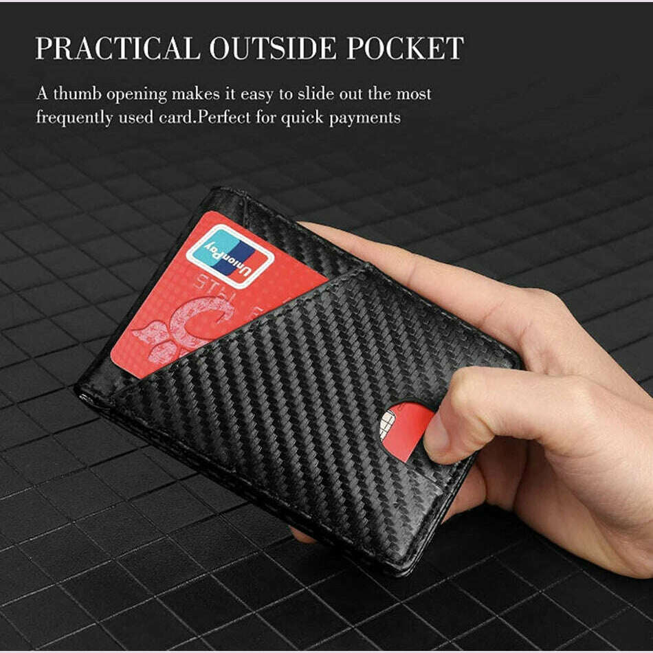 DIENQI Carbon Fiber Rfid Slim Card Luxury Wallet Money Bag Men's Wallet Bifold Billfold - KIMLUD