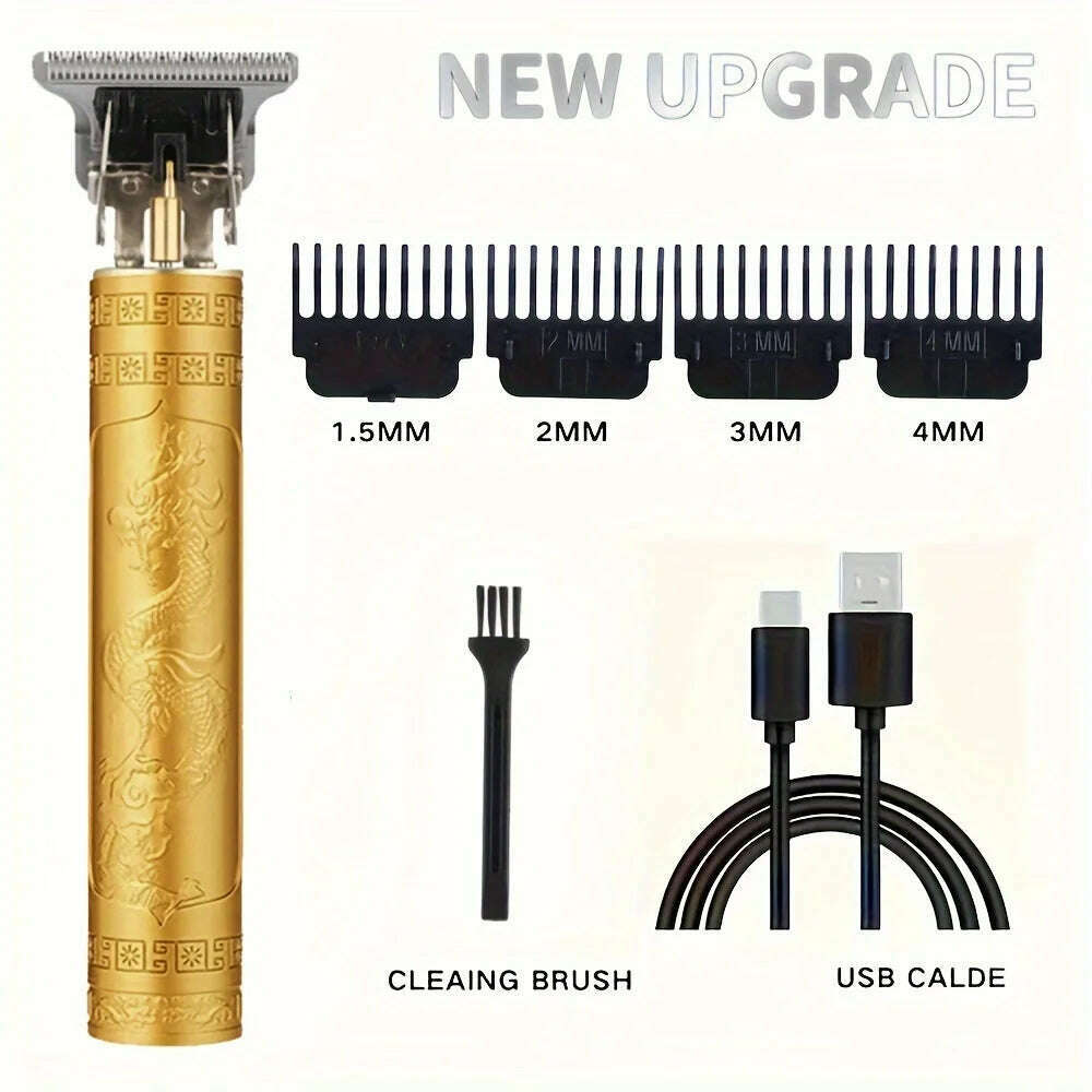 KIMLUD, Digital Display Stainless Steel Cutter Head Professional T9 Hair Trimmer Metal Body Men's Electric Shaver Men's Barber Machine, spray paint long, KIMLUD APPAREL - Womens Clothes