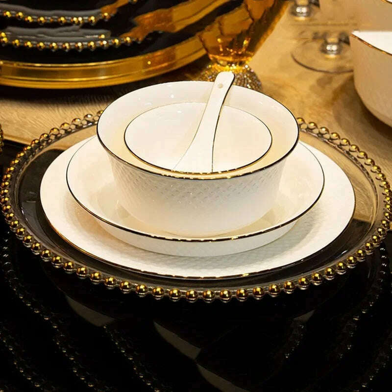 KIMLUD, Dinner Cutlery Tableware Outdoor White Bowl Soup Spoo Kitchen Cookware Chopsticks Drinkware Jogo De Panelas Serving Dishes Sets, KIMLUD Womens Clothes