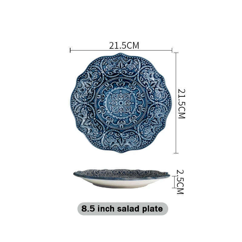 KIMLUD, Dinner Set of Ceramic Dishes Design Full Ceramic Christmas Tableware Plates Ceramics Dishes for Serving Baroque Northern Europe, KIMLUD Womens Clothes