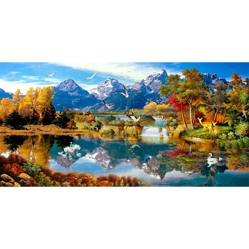 KIMLUD, Diy Diamond Painting Kits Modern Art Nature Landscape Wall Painting Handmade Diamond Embroidery Living Room Bedroom Home Decor, 8227 / 40x80cm, KIMLUD Womens Clothes