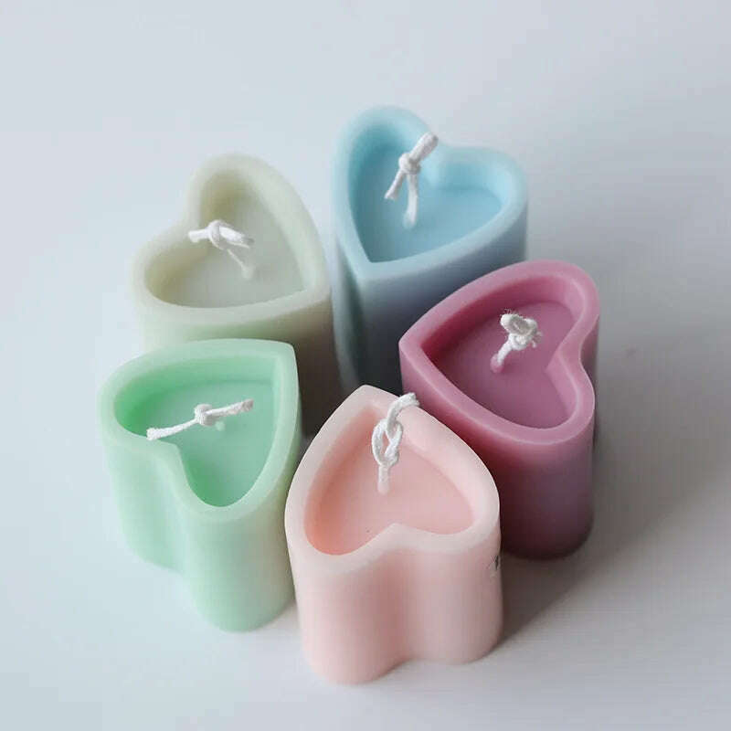 KIMLUD, DIY Love Heart Candle Mould Acrylic Transparent Plastic Aromatherapy Molds for Candle Making Wax Not sticky Wedding friend gifts, KIMLUD Womens Clothes